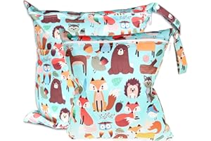 ABirdon Bolsa de Pañales para Bebé, 2 PCS Bolsas de Pañales Impermeables Reutilizables, Lavables, Organizador de Maquillaje con Cremallera, Ideal para Viajes, Playa y Piscina