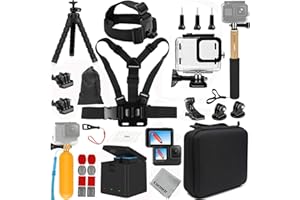 Gurmoir Kit de Accesorios con Cargador y 2 Baterías para GoPro Hero 12 Hero 11 Hero 10 Hero 9, 60M/196FT Funda Impermeable Compatible con Go Pro 12 11 10 9 (PT09)