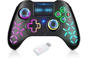GGiking RGB Wireless Controller for PS5 with LED Light, Compatible with Playstation 5|Playstation 4|PC, Supports Remap and Adjustable Turbo, Controller Full Functions Support, with 2.4g Adapter