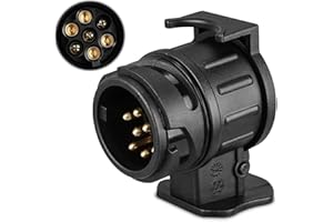 AUTOZOCO Adattatore Spina Rimorchio da 13 a 7 Pin, Convertitore Connettore Rimorchio da 13 a 7 Pin, Connettore Rimorchio, Adattatore Luci Rimorchio, da 13 a 7 Pin, Impermeabile