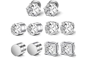 Exbrith 5 Pares Pendientes Magnéticos de Acero Inoxidable, Juego de Clips Magnéticos para las Orejas, Pendientes iman hombre, Adecuados para Citas, Fiestas y para Llevar a Diario