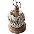 Muldale Garden String Holder - Natural Cotton with Stainless Steel Gardening Scissors - Gardening Twine Holder Tidy with Wooden Holder - Potting Shed Accessories - Made in England