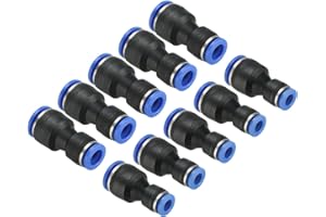 TOP-VIGOR Pneumatische Schnellverschraubungen, 10 mm auf 6 mm/10 mm auf 8 mm Rohraußendurchmesser, Kunststoff-Reduzierstück, Luftleitungsschlauch, 2-Wege-Steckverbinder, gerade, pneumatischer