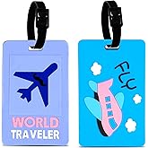 Storite 2 Pk PVC Luggage/Bag/Travel ID Label Tags for Suitcase & School Bags Identifier Name Address Label with Plastic Strap