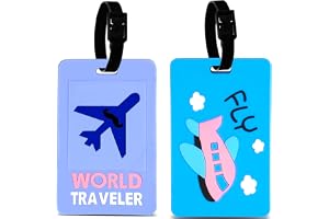 Storite 2 Pk PVC Luggage/Bag/Travel ID Label Tags (Multicolor) | for Suitcase & School Bags Identifier Name Address Label with Plastic Strap