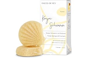 ‎FACES OF FEY Konjac Sponge FACES OF FEY - Konjac Schwamm mit gelbem Ingwer für reife Haut - für Körper und Gesicht - 100% biologisch abbaubar