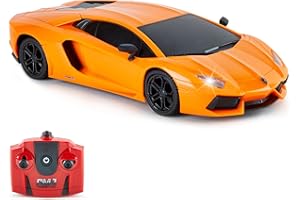 CMJ RC CARS Lamborghini Aventador - Télécommande sous Licence Officielle pour Enfants avec Feux de Travail, Modèle RC pour Voiture 1:24, 27 MHz, LP700-4
