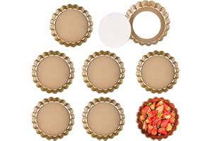 SGEHAI 8 pezzi stampo crostata fondo amovibile,stampi per crostatine,formine per crostatine,stampi crostatine,stampi crostatine monoporzione(10 cm di diametro)