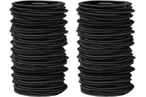 JXUANE 100 PCS Black Hair Ties - Ponytail Holders & Elastic Hair Bands for Women, Men & Children (2mm)