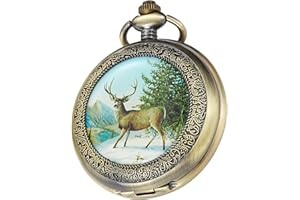 Tiong Antique Mechanical Pocket Watch with Chain Steampunk Skeleton Roman Numeral Men Pocket Watches Pendant Best Gifts & Gift Box