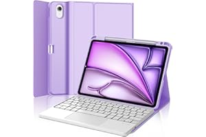 FOGARI Teclado con Touchpad para iPad Air 11 Pulgadas M2/M3, Funda con Español Ñ Teclado para iPad Air 11 M2/M3 2024/2025 Bluetooth con Trackpad, Púrpura Ligera
