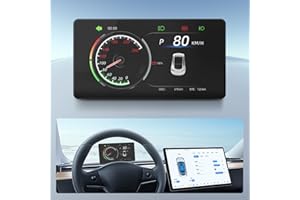 MR CARTOOL Affichage Tête Haute pour Tesla HUD pour Tesla Model 3 Y, avec écran HD 5", Affichant Vitesse, Pression des Pneus, énergie, Clignotants, Alarme de Survitesse, Contrôle du Volant (Wired)