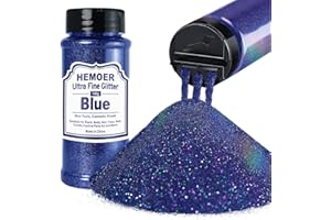 ‎HEMOER HEMOER Blau Glitzerpulver, 140g Bastel Glitzerpulver für Epoxidharz, DIY Basteln, Feine Handwerk Glitter für Tumbler Malerei Kerze Herstellung; Kosmetischer Glitzer, Haare, Körper Nagel Glitzer
