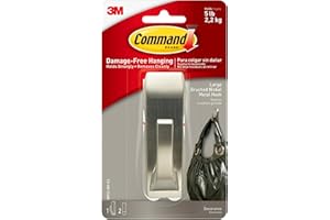 Command 3M MR03-BN Gancho metálico de color níquel pulido con reflejos modernos grande