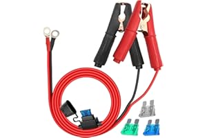 HuaLiSiJi Pince Crocodile Batterie 12V 24V Avec Fusible Pinces Crocodiles Voiture Pince pour Cable Batterie 30A 14AWG, for Automotive Battery Other Equipment (3 m)