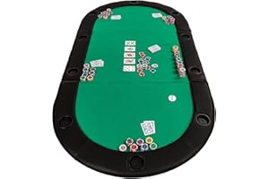 GAMES PLANET Faltbare Pokerauflage „Straight Flush“ mit Tasche, 208x106x3 cm, MDF Platte, gepolsterte Armauflage, 10 Getränkehalter, grün