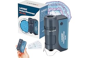 LAKWAR Mikroskop kieszonkowy dla dzieci 60-120x, mini kieszonkowy mikroskop, przenośny mikroskop dziecięcy