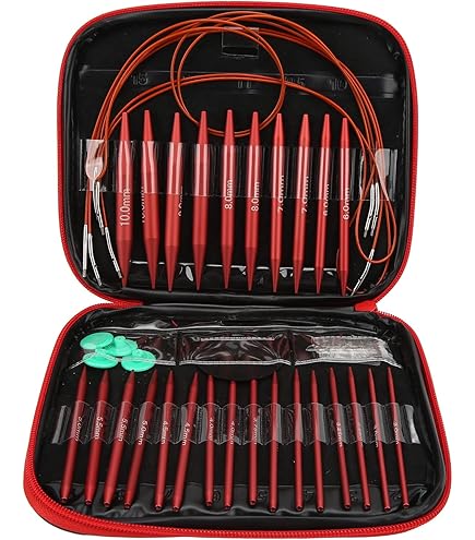 Kit D'Aiguilles à Tricoter Circulaires Interchangeables GOEDCH - 13 Tailles (2.75-10mm), 4 Câbles, Sac De Rangement