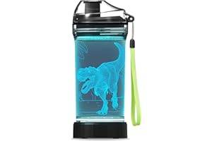 LIGHTZZ Borraccia per Bambini 3D Dinosaur LED Light - 14 OZ Tritan BPA Free - Tazza da Viaggio Dinosaur Gift for School Kid Boy