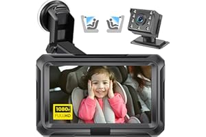 Zacro Sedile posteriore per bambini HD1080p - Specchio Retrovisore Baby Car 4.3 '' - Monitor per bambini per auto con funzionalità di visione notturna, ampio angolo di visione