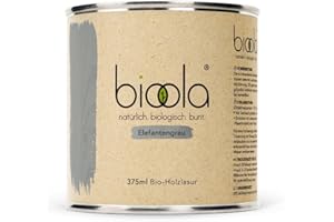BIOOLA® colour - 100% natürlich-biologische Lasur für Kinderspielzeug sowie Holz und Möbel im Wohn- & Schlafbereich - vegan & plastikfrei - Elefantengrau, 375 ml