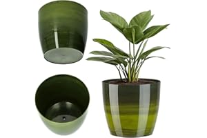 ‎KADAX KADAX Blumentopf mit Untersetzer Ø 18cm, Grün, dekorativer Übertopf für Wohnzimmer, Bad, Balkon & mehr – bringt Farbe und Frische in den Raum