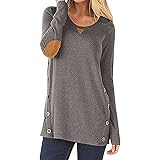 CARINACOCO Donna Camicia Casuale Camicetta Bottone Maglietta Manica Lunga Eleganti Tunica T-Shirt Loose Fit False Suede Magli