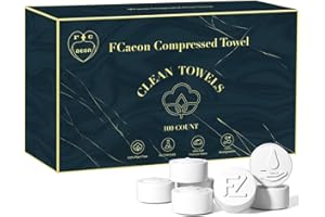 FCaeon Serviette Compressée Jetable pour le Visage Ultra Douces, Compressed Towel Épais, Lingettes en Coton pour le Démaquillage en Voyage,Peaux Sensibles,Soins,Salon de Beauté,Maison(100 Unité Bleu)