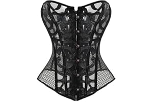 KUOSE Womens Black Basque Body Shaper Overbust Corset Top Plus Size S-6XL
