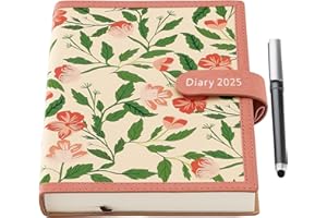 Mljtoyo Agenda journalier 2025 de janvier 2025 à décembre 2025 une page par jour avec stylo et poche arrière Rose Format A5