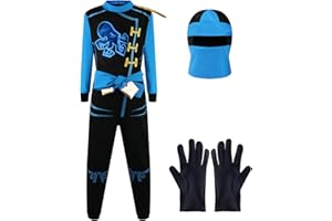 Katara 1771 - Ninja Kostüm Anzug, Kinder, Verkleidung Fasching Karneval, Größe L, Blau Schwarz