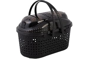Iris Ohyama, Panier, Boîte, Sac, Cage de Transport Plastique(PP) pour Chat, Chien, Rongeur, Hanses de Confort, Compartiment intégré en 2 étages, L45 x P29 x H28.5 cm, MPC-450, Noir