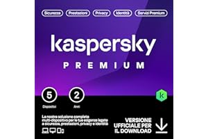 Kaspersky Premium Total Security 2024 | 5 dispositivi | 2 anni | Anti-Phishing e Firewall | VPN illimitata | Password Manager | Parental Control | Assistenza 24/7 | PC/Mac/mobili | Attivazione e-mail