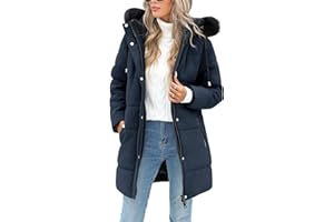 RITOSTA Abrigos Mujer Invierno Parkas Larga Plumifero Plumon Forro Polar Chaqueta Acolchada con Cremallera Sudadera con Capucha Desmontable de Piel Artificial para Deportes al Aire Libre