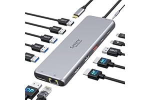 SELORE&S-GLOBAL Docking Station USB C Dock USB C Double Monitor, 13 en 1 HUB USB C Dual HDMI, Displayport, USB C 3.1, PD 100W, USB 3.1/3.0/2.0, Ethernet RJ45, Stations d'accueil USB C Multiport pour MacBook HP Dell