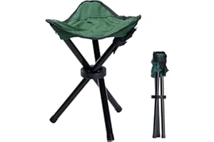 COVVY Taburete con trípode para Exteriores, portátil, Plegable, pequeño, de Lona de 3 Patas, para Senderismo, Camping, Pesca, Picnic, Playa, Barbacoa, Viajes, mochilero, Asiento de jardín (Verde)