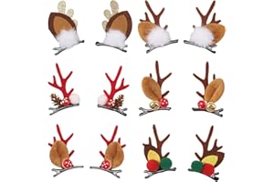 RobLuX 6 Paare Weihnachten Hirschgeweih Haarspangen Rentier Geweih Haarnadeln Niedliche Geweih Haarnadeln Weihnachtsfeier Kopfschmuck für Kinder Mädchen Frauen