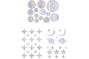 JRILUO Suncatcher Sticker Sonnenfänger Fenster Anti - Kollisions Fensteraufkleber, 51 Stück Vogelschlagschutz für Fenster, Regenbogen Prisma Sticker, Elektrostatische Selbstklebend, Dekorative Fensterbilder