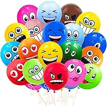 100 Smiley Luftballons Gelb - Lustige Emoji-Partydekoration