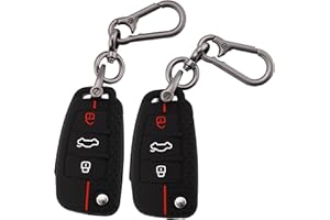ERMWALR Car Key Full Cover for Audi with Keychain, 3 Buttons Silicone Key Protection Case Fit for Audi A1 A3 A4 A6 A8 Quattro Q2 Q3 Q7 S3 S6 RS3 RS6 R8 TT TTS Car Key Shell Cover 2 Pack (Ad-3-BB)