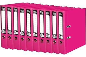 ED 10 x Pukka A4 Glossy 2-Ring Lever Arch File School Work Office 75mm Spine File Organiser (Pink)