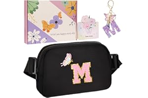 ONETOALL Gifts for 7 8 9 10 Year Olds Girls, Initial Bumbags for Kids Gifts, Lightweight Crossbody Bags, Waist Bag & Fanny Pack with Key's Chain