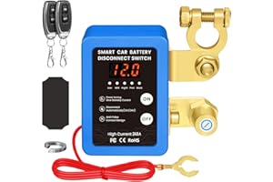 KEDIFOAI Coupe Circuit Batterie 12V, Coupe Circuit, Disjoncteur de Batterie Télécommandé Sans Fil, Interrupteur D'arrêt Automatique avec Affichage LED pour Voiture, Camping-Car, ATV, Bateau (Blue)