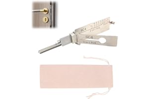 RIENAN Schlüsseldecoder Aus Edelstahl,Schlüsseldecoder Master Key Decoder,SC4 Edelstahl Schlüssel Decoder Auto Lock Pick Stainless Steel Master Key Decoder mit Aufbewahrungstasche für Türschlösser