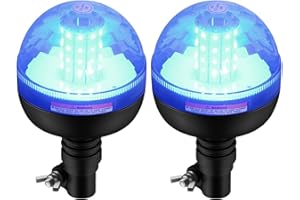 Justech 2pcs Gyrophare LED Bleu, 12V E-Mark E9 40LEDs Lumière Stroboscopique d'Avertissement d'urgence IP56 étanche 3 Modes de Flash Strobe Beacon Light Bleu pour Camion Tracteur Caravane