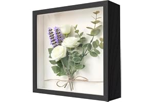 3D-bildram för fyllning 22 × 22 cm 3 cm djup svart | 3D-objektram, djup ram för vägg och bord, skugglåda för foton, blommor