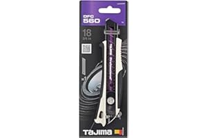 Tajima TAJ-DFC560W Cuchillo de corte DORA FIN con hoja RAZAR BLACK, con tornillo de apriete y aleta, 18 mm, DFC560W, Despreocupado