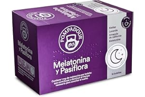 Pompadour | Melatonina y Pasiflora | Contribuye a Disminuir el Tiempo Necesario para Conciliar el Sueño | 1 Mg de Melatonina por Bolsita | 15 Bolsitas de 2 Gr