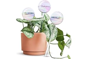 TOMOROTEC Selbstbewässernde Glühbirnen, Automatische Pflanzenbewässerungskugeln, Leicht Schillernder Regenbogen-Farbverlauf, Klares Glas, Selbstbewässerndes System, 3 Stück