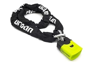 URBAN U4K170 Antivol Moto, Chaîne Haute Sécurité en Acier Trempé ø10, Cadenas Double Verrouillage, Serrure Anti-Crochetage, Antivol Vélo Chaîne Sécurité pour Ancrage Garage, Anti Vol Scooter, 170 cm